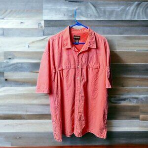 St. John's Bay Men’s SS Vented Fishing Shirt 2XLT Orange Cotton Nylon EUC